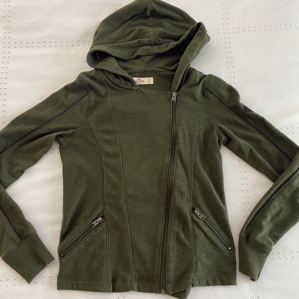 Green Hollister Zip Up Sweatshirt